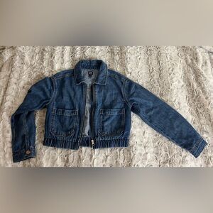 Gap Girls Denim Zip Bomber Jacket, Size Large (10)
